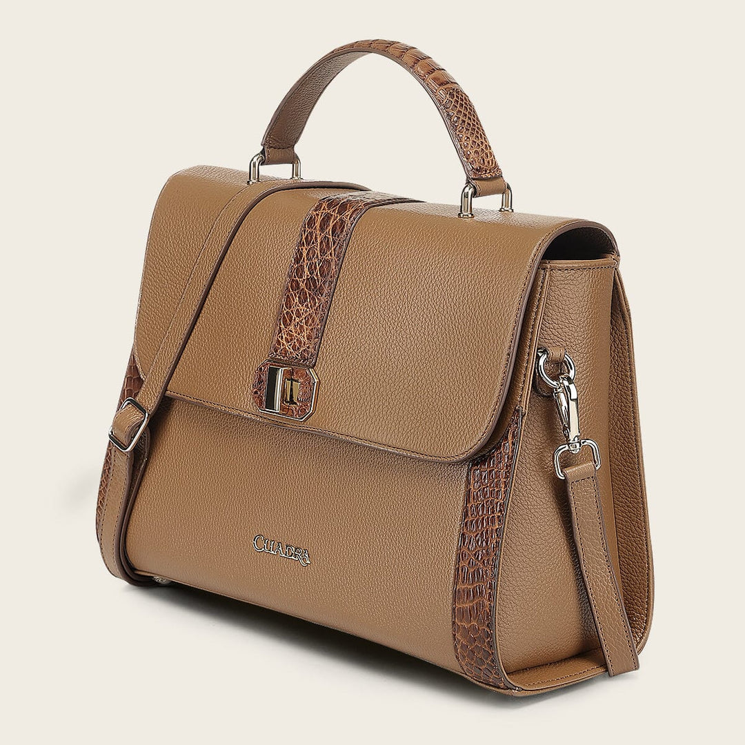 Bolso satchel en piel genuina de alligátor para dama Bolsos y Maletas 