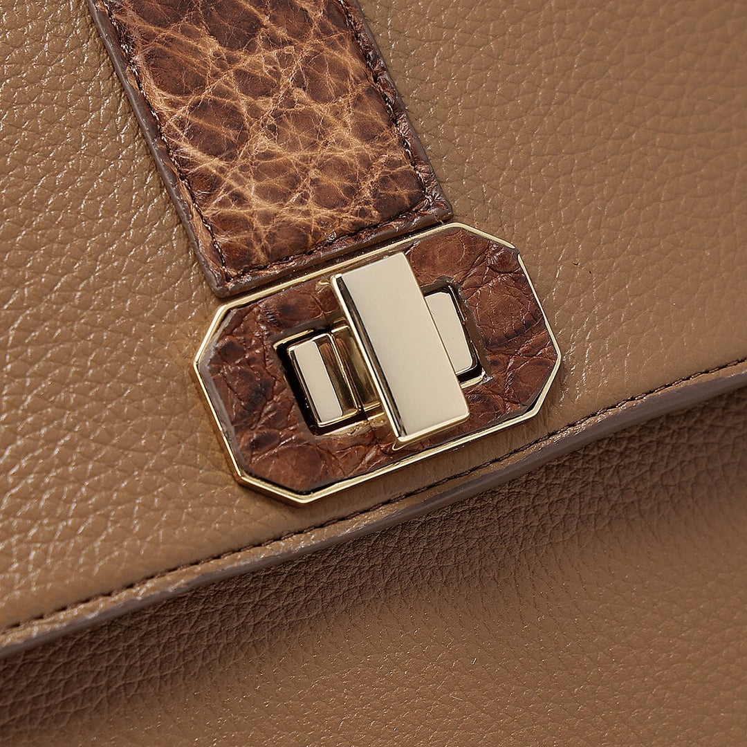 Bolso satchel en piel genuina de alligátor para dama Bolsos y Maletas 