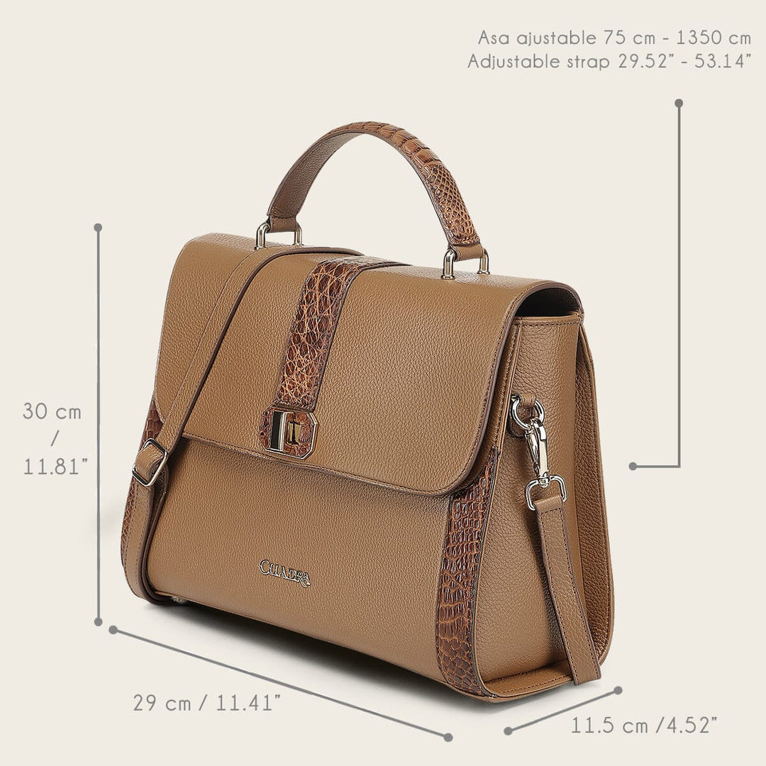 Bolso satchel en piel genuina de alligátor para dama Bolsos y Maletas 