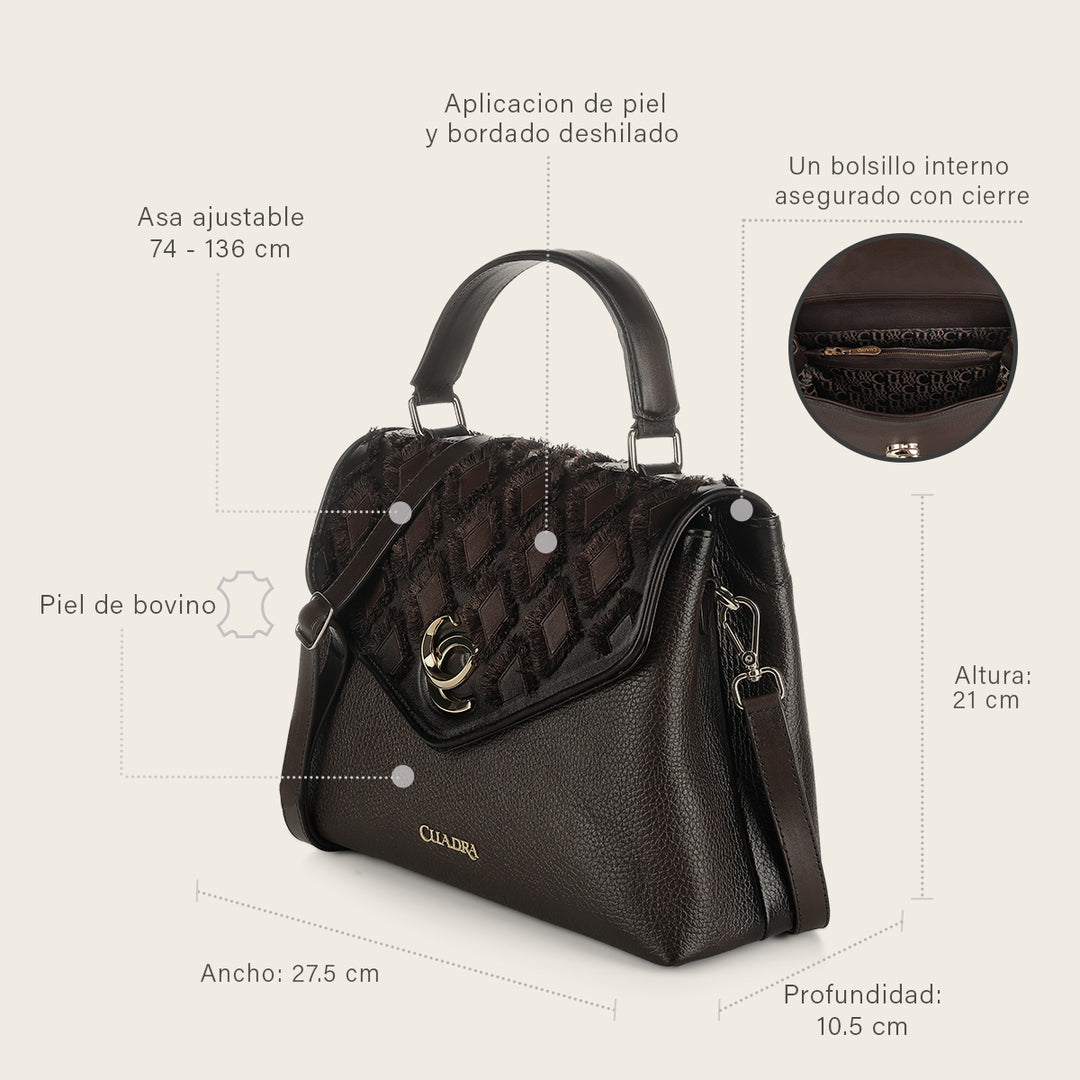 Bolso de mano en piel genuina para dama