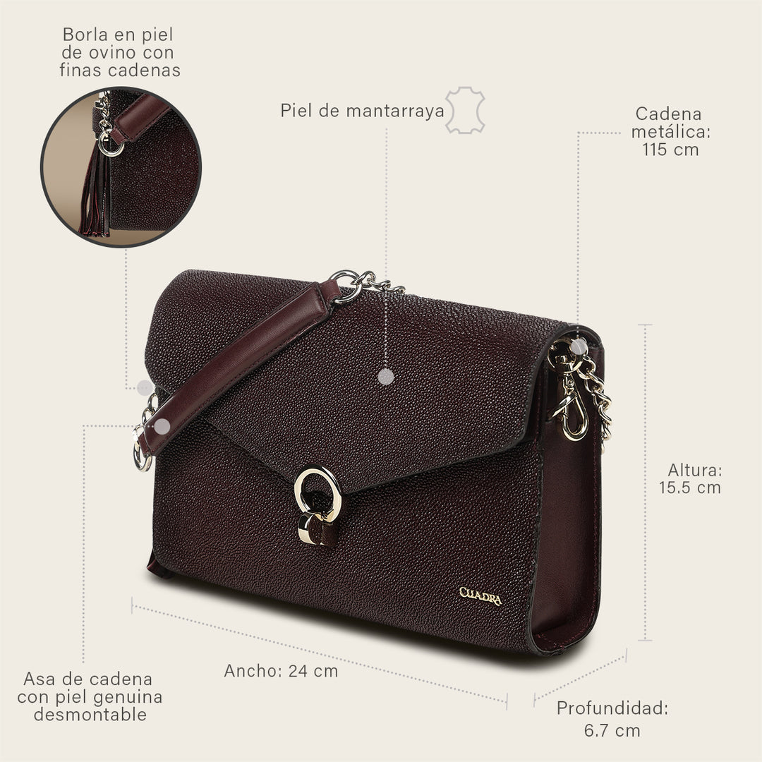 Crossbody en piel genuina de mantarraya para dama