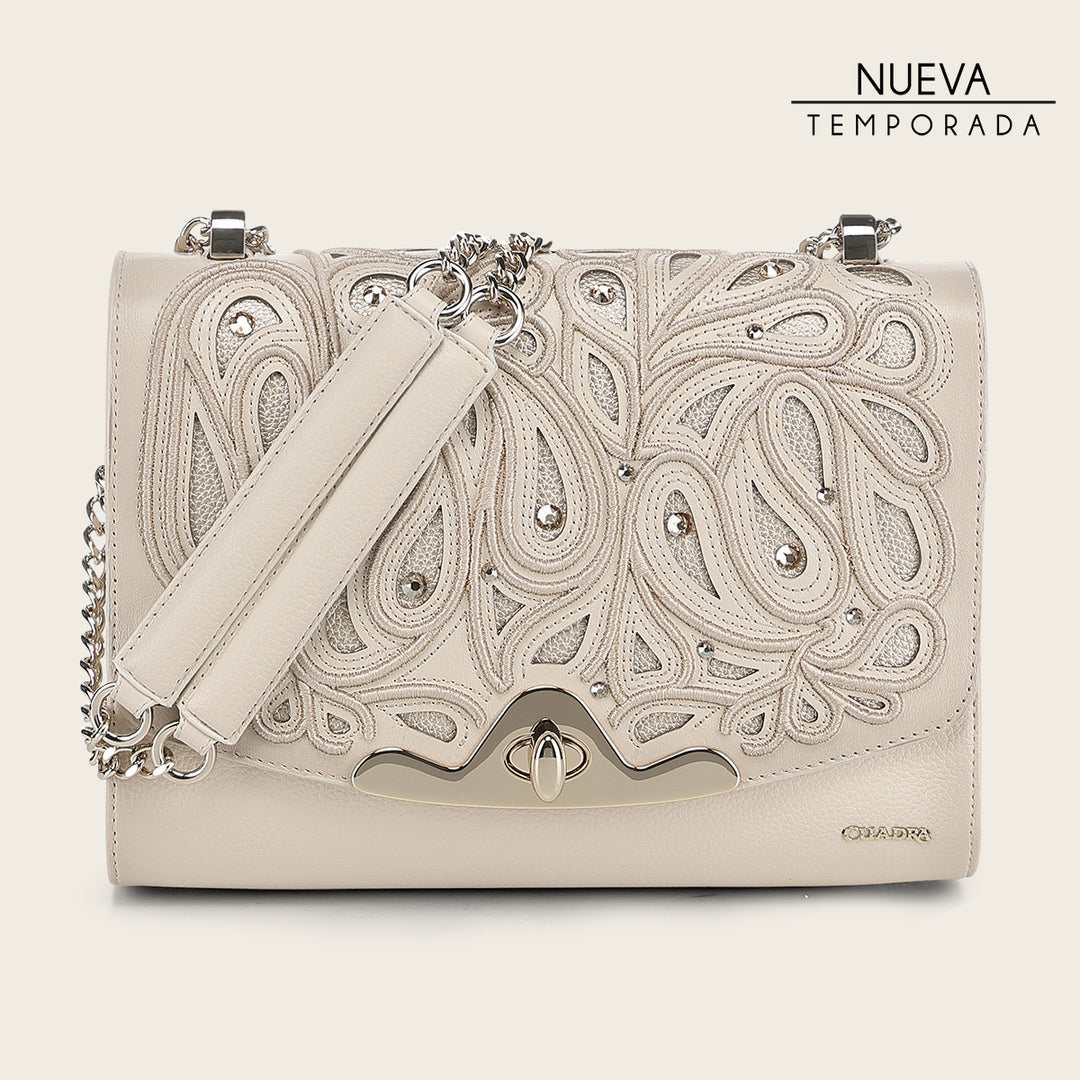 Bolso de hombro en piel genuina para dama