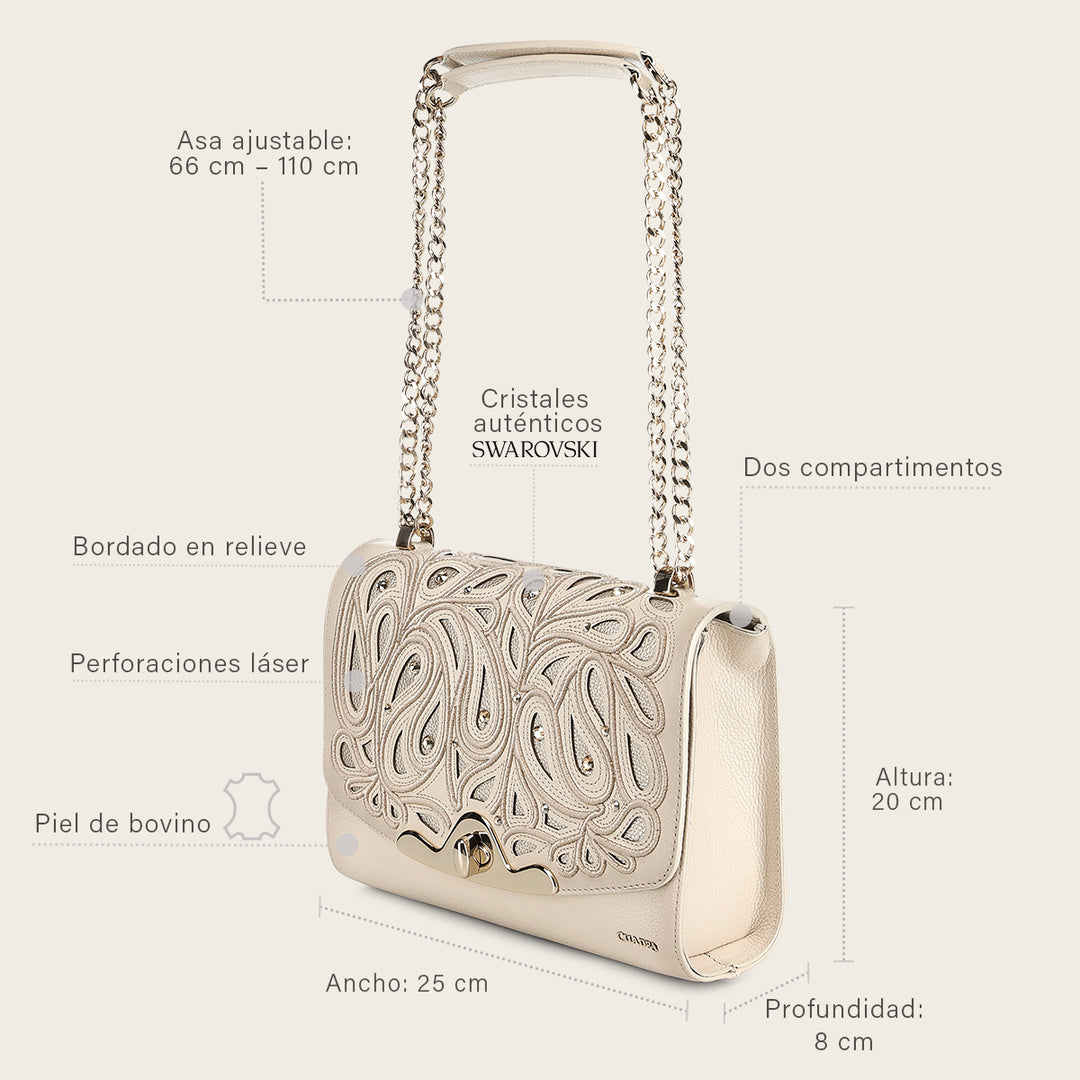Bolso de hombro en piel genuina para dama
