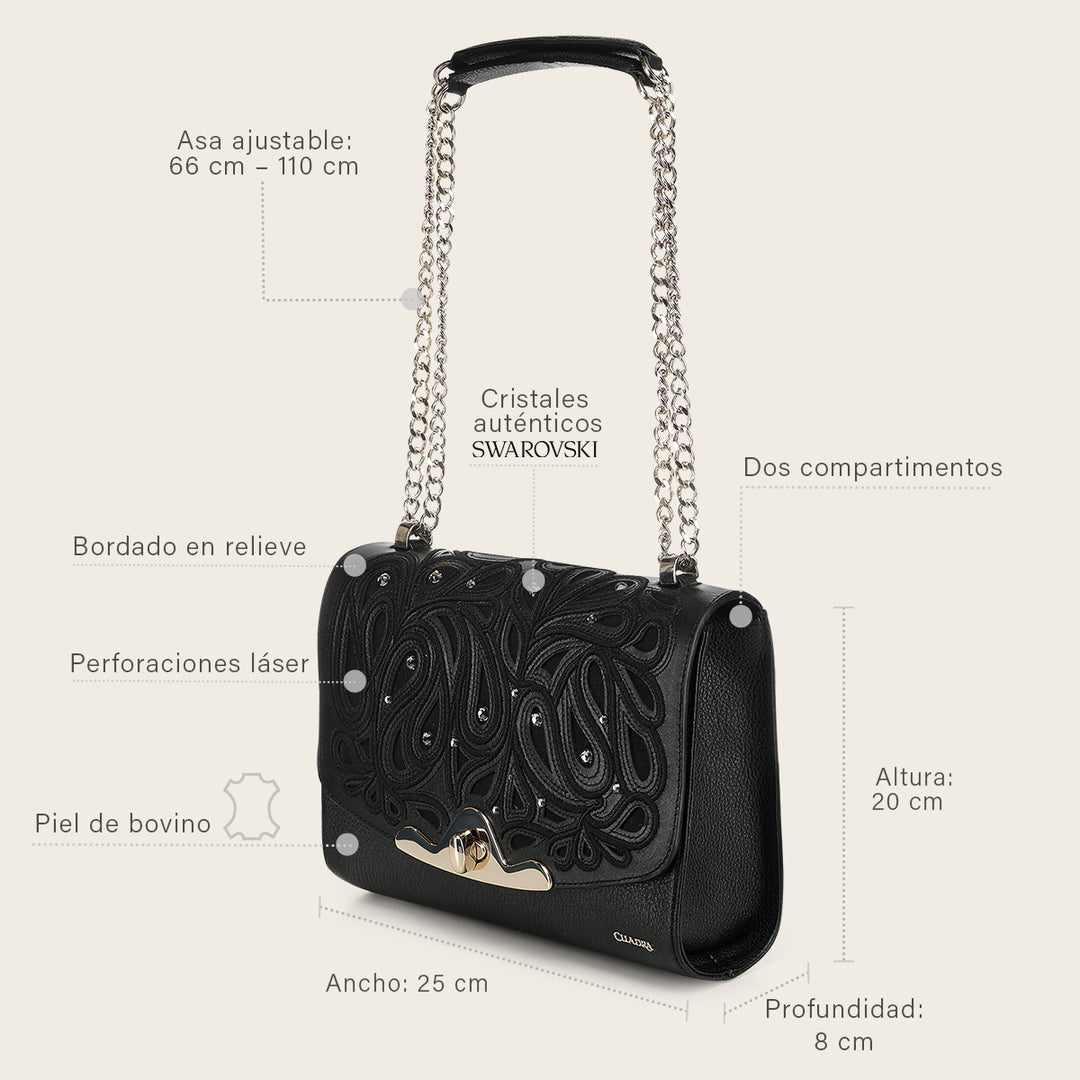 Bolso de hombro en piel genuina para dama