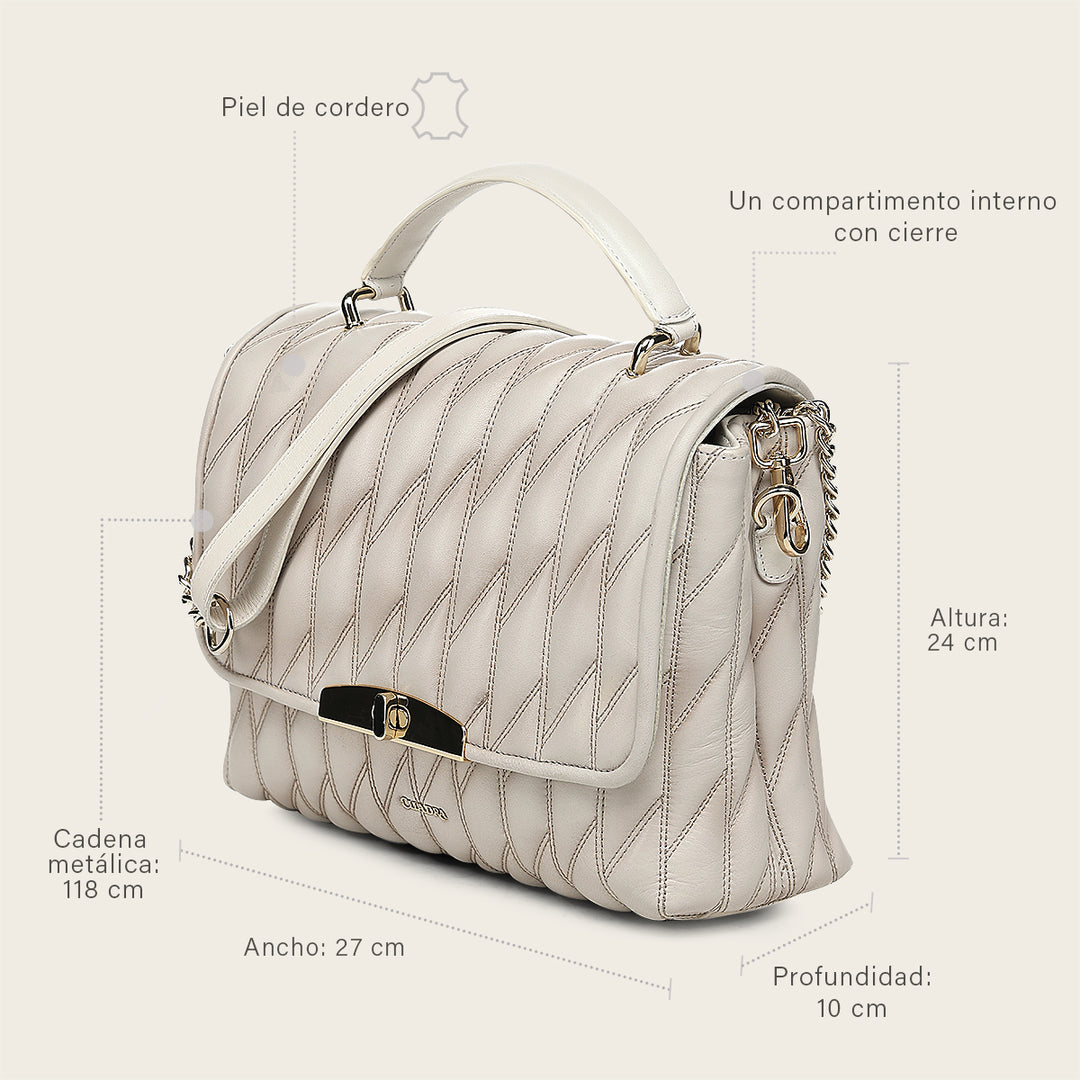 Bolso de mano en piel genuina de cordero para dama