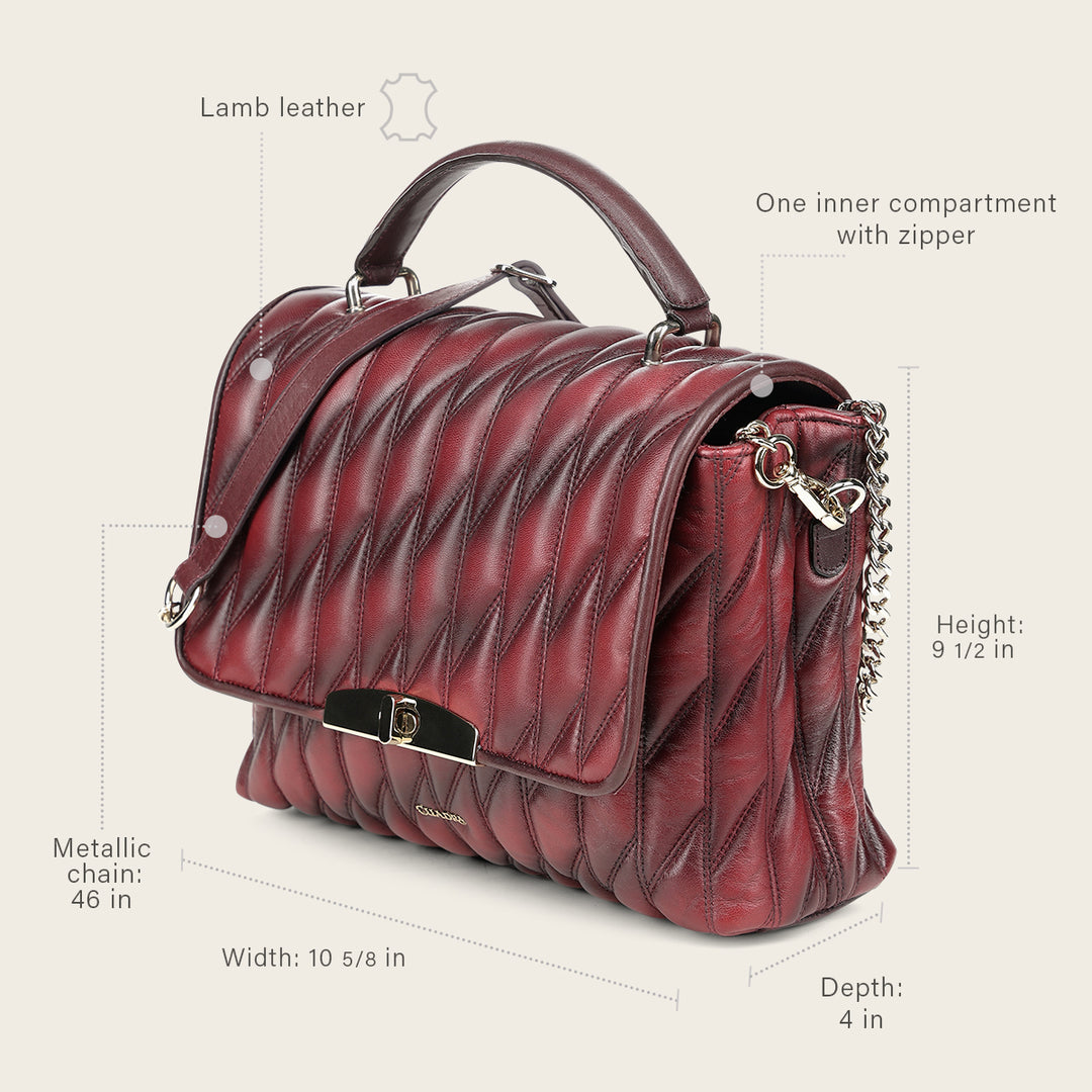 Bolso de hombro en piel genuina de cordero para dama