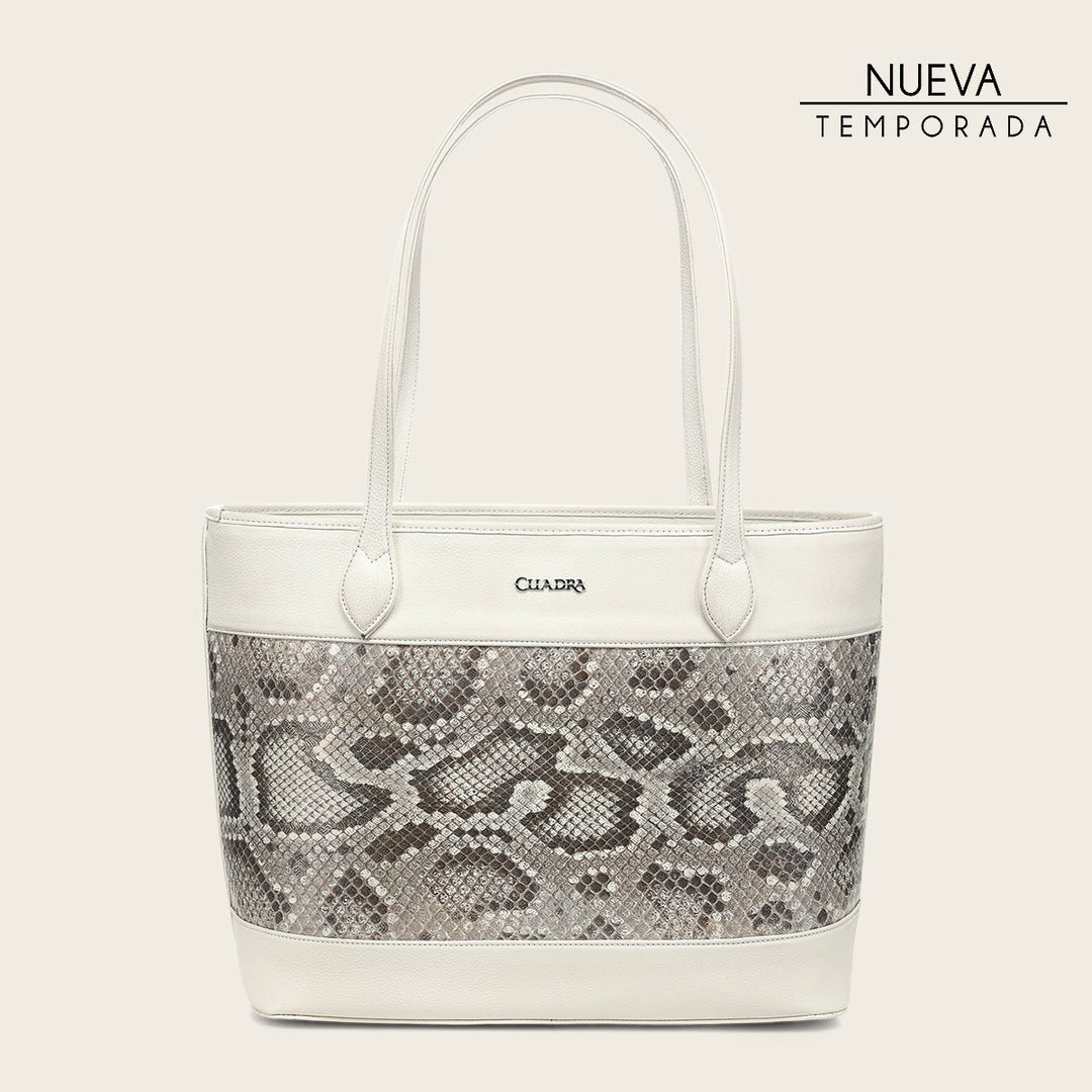 Bolso tote en piel genuina de pitón para dama