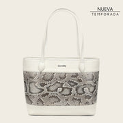 Bolso tote en piel genuina de pitón para dama