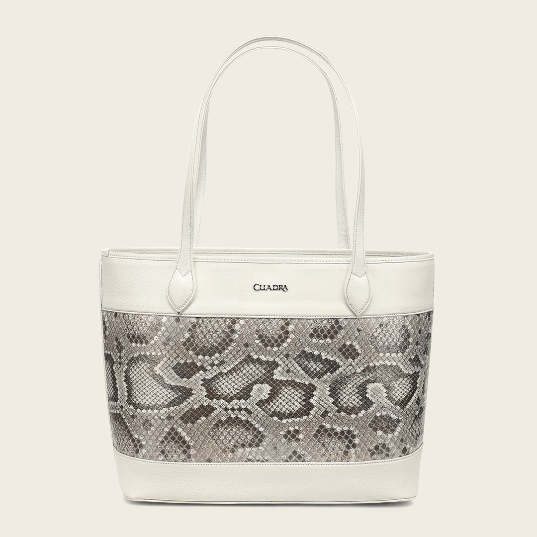 Bolso tote en piel genuina de pitón para dama