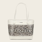 Bolso tote en piel genuina de pitón para dama