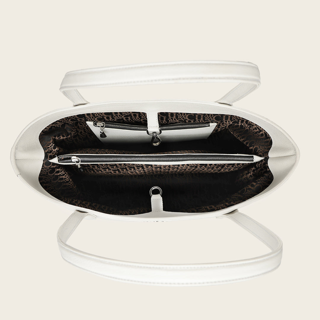 Bolso tote en piel genuina de pitón para dama