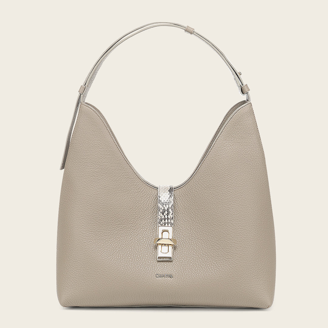 Bolso de hombro en piel genuina de pitón para dama