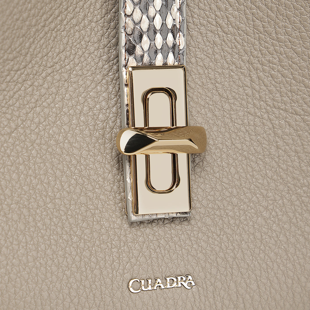 Bolso de hombro en piel genuina de pitón para dama