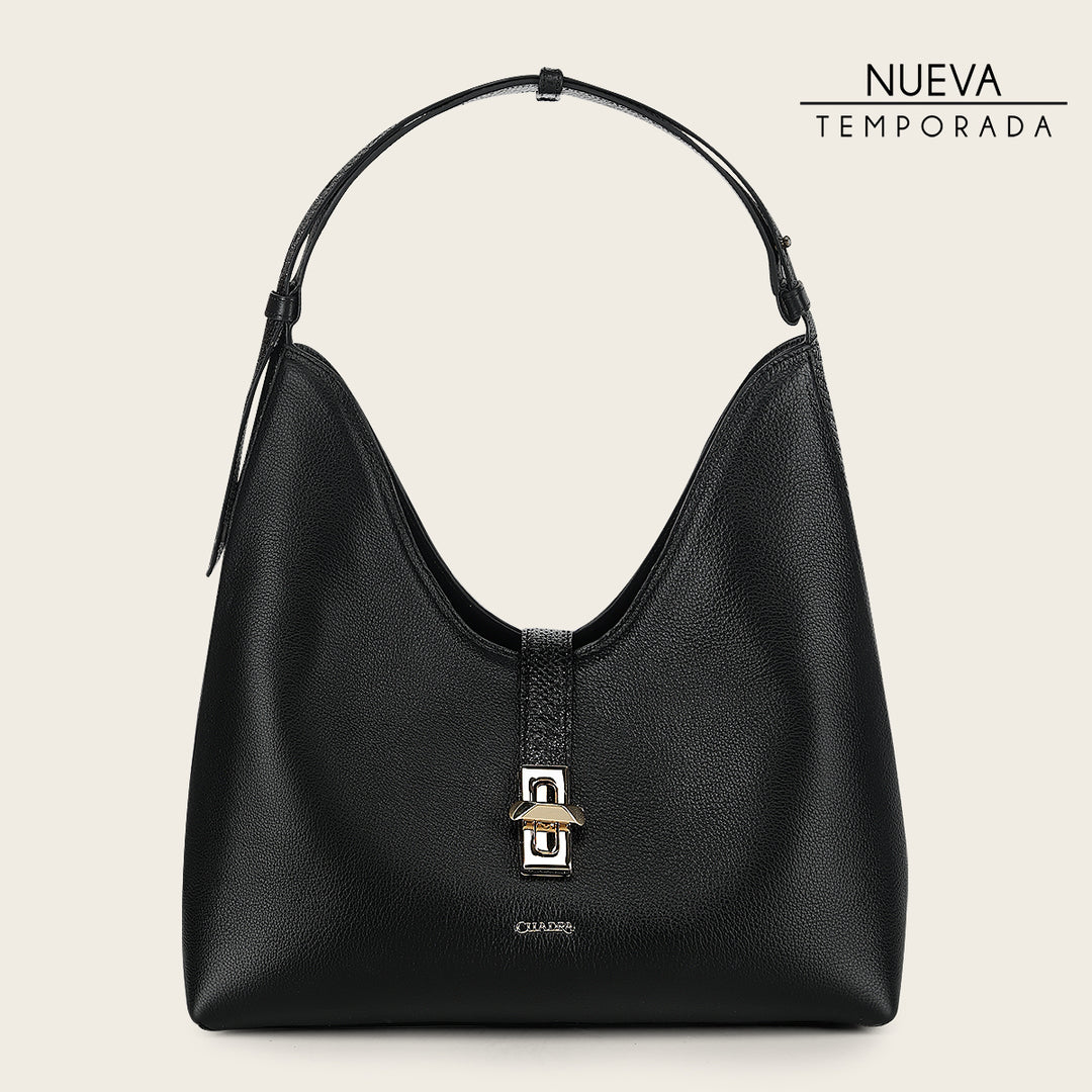 Bolso de hombro en piel genuina de pitón para dama