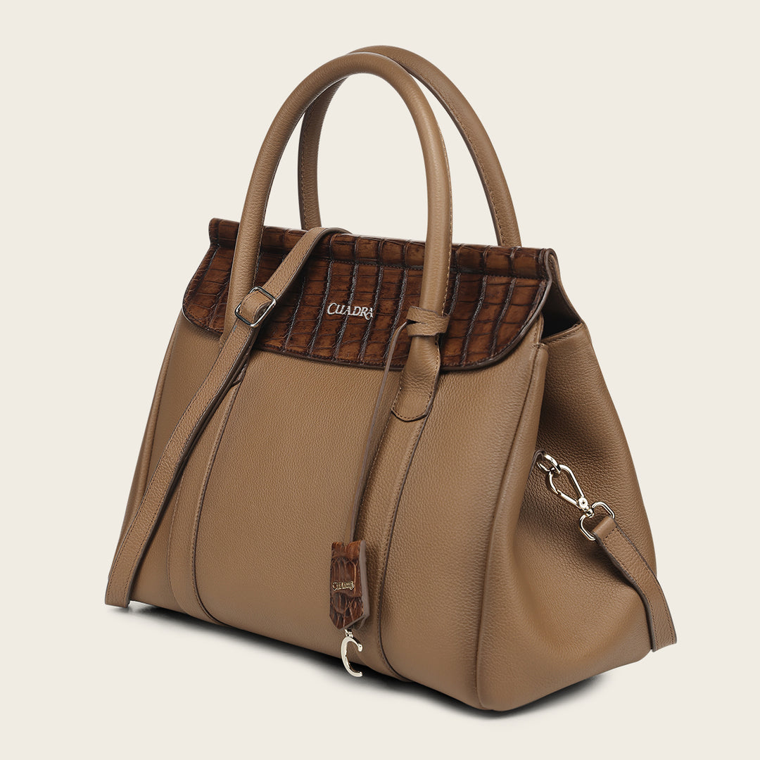 Bolso de mano en piel genuina de alligator para dama