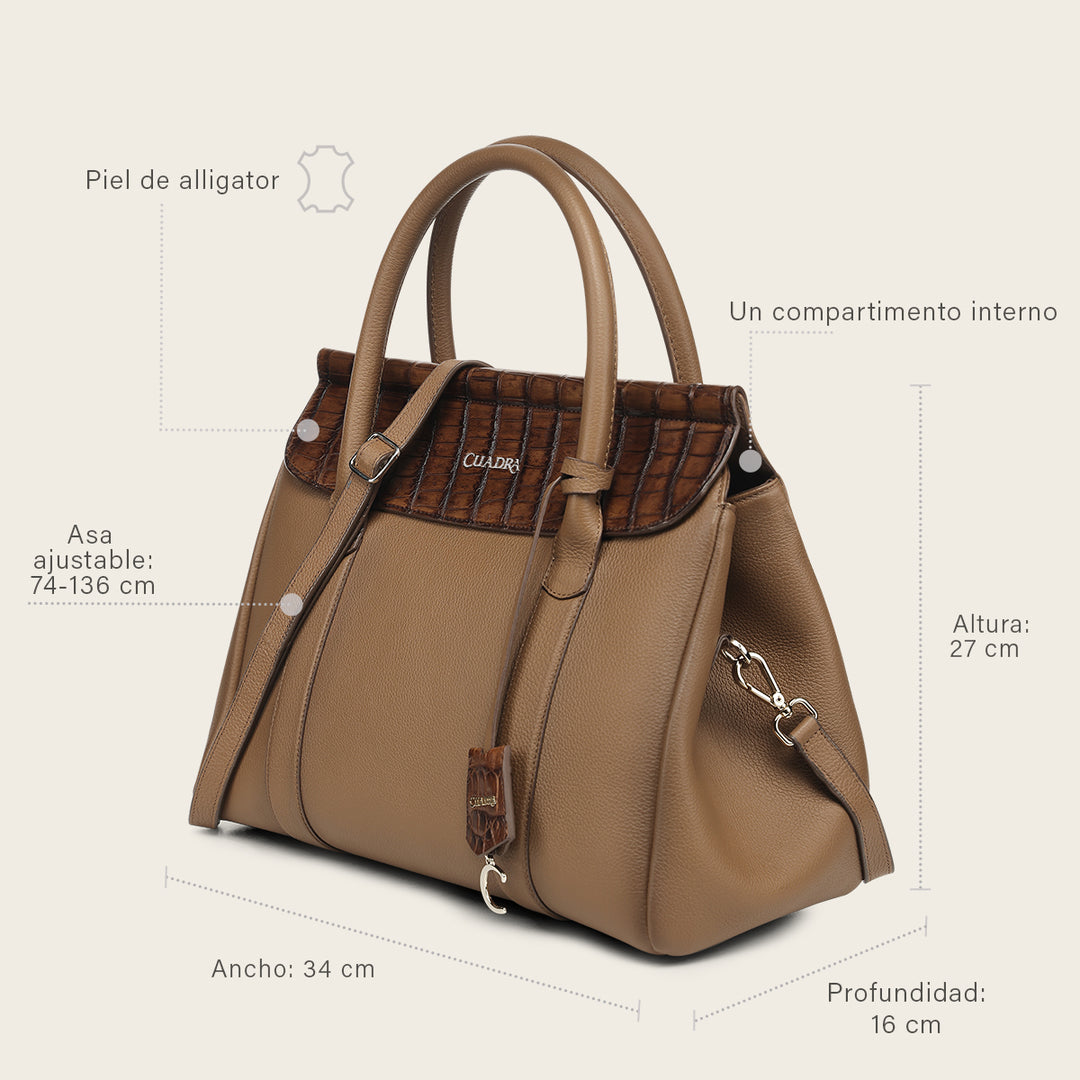 Bolso de mano en piel genuina de alligator para dama