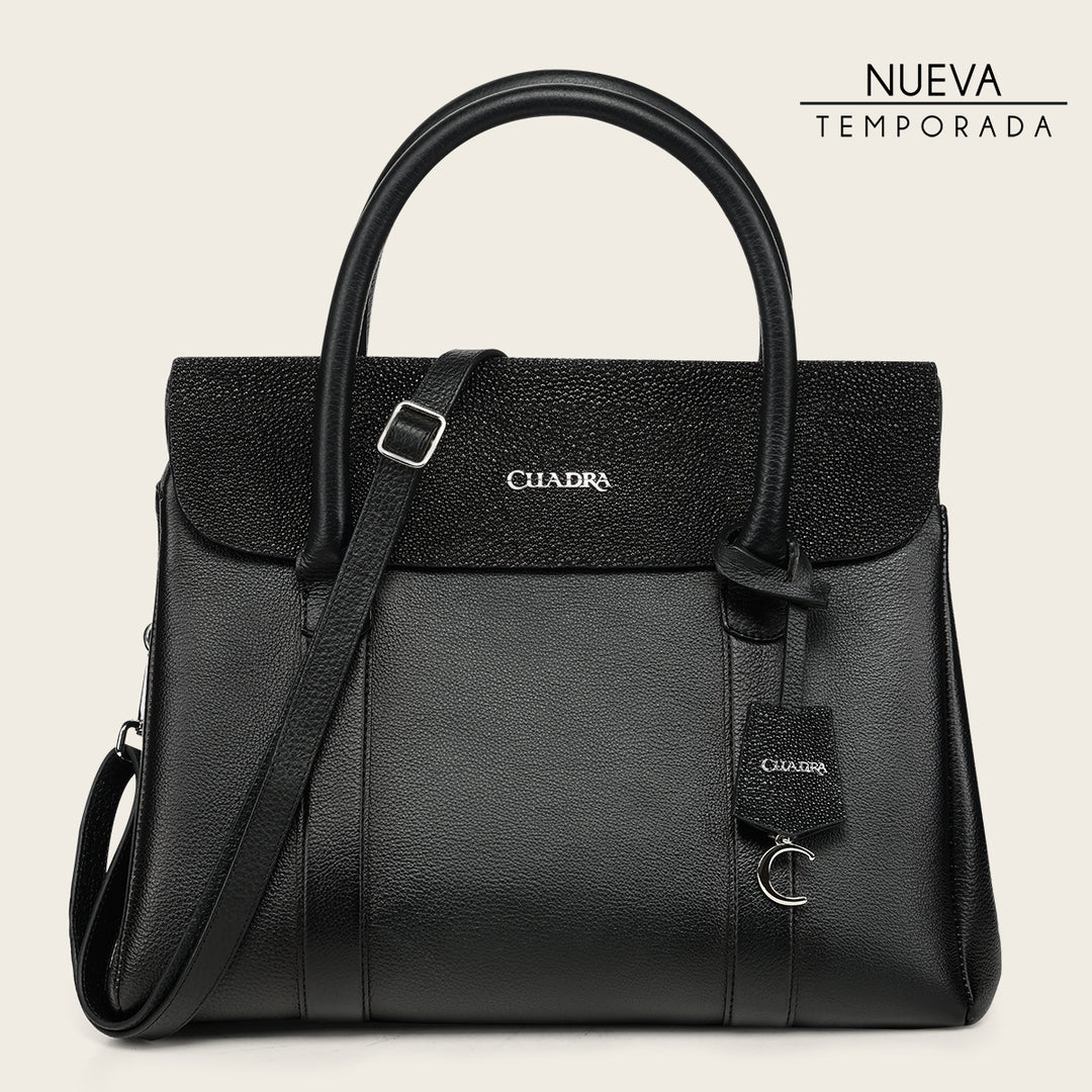 Bolso de mano en piel genuina de mantarraya para dama