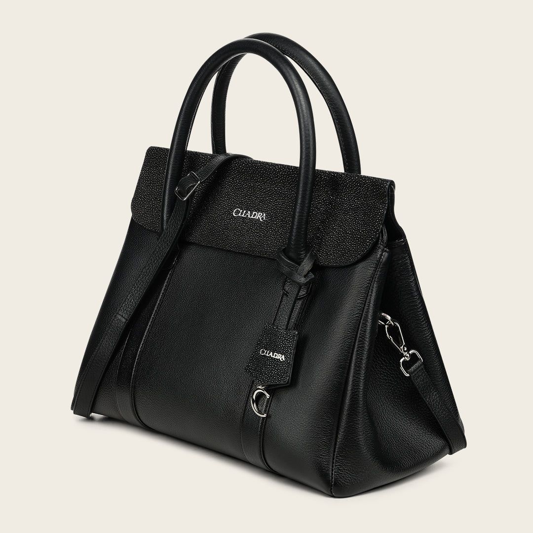 Bolso de mano en piel genuina de mantarraya para dama