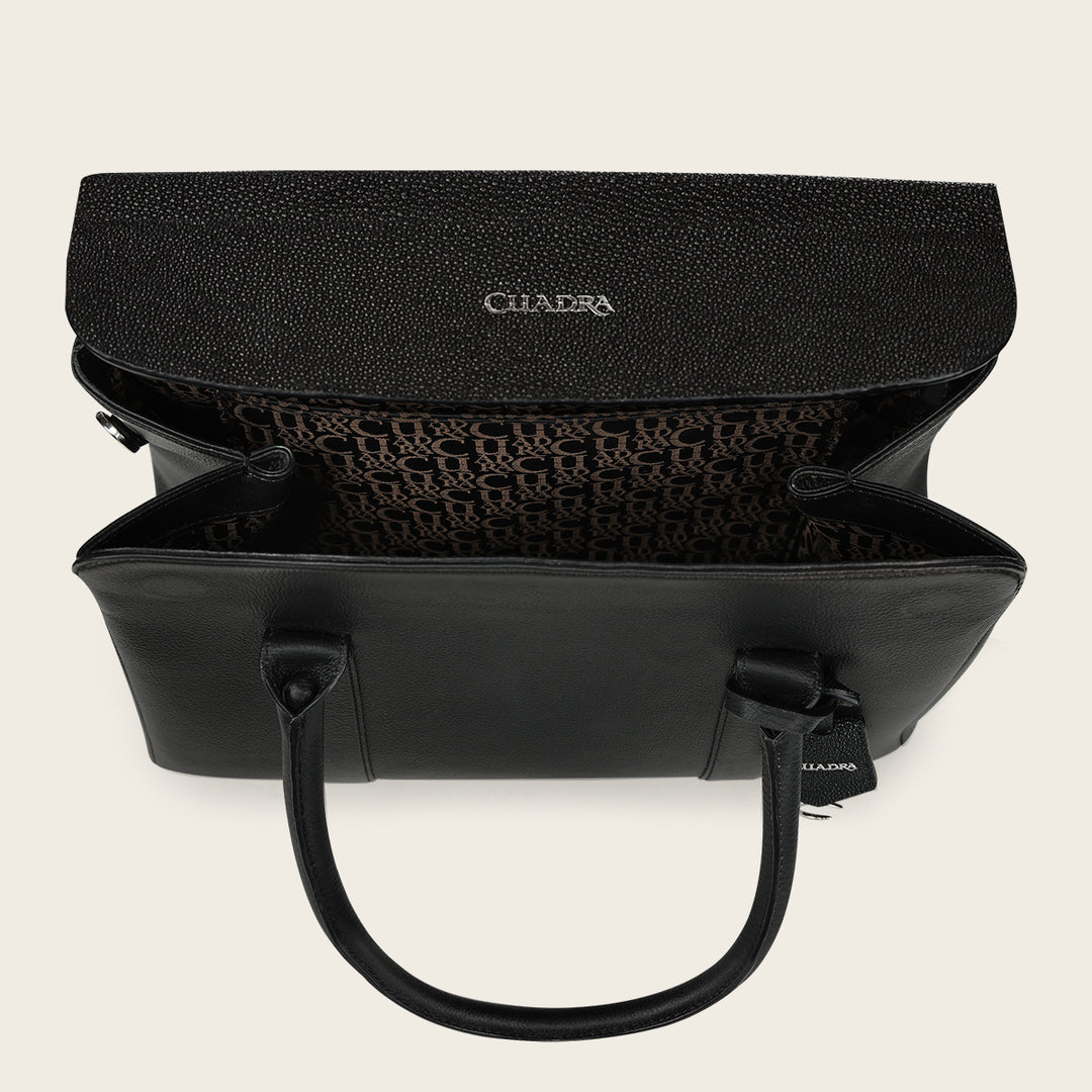 Bolso de mano en piel genuina de mantarraya para dama
