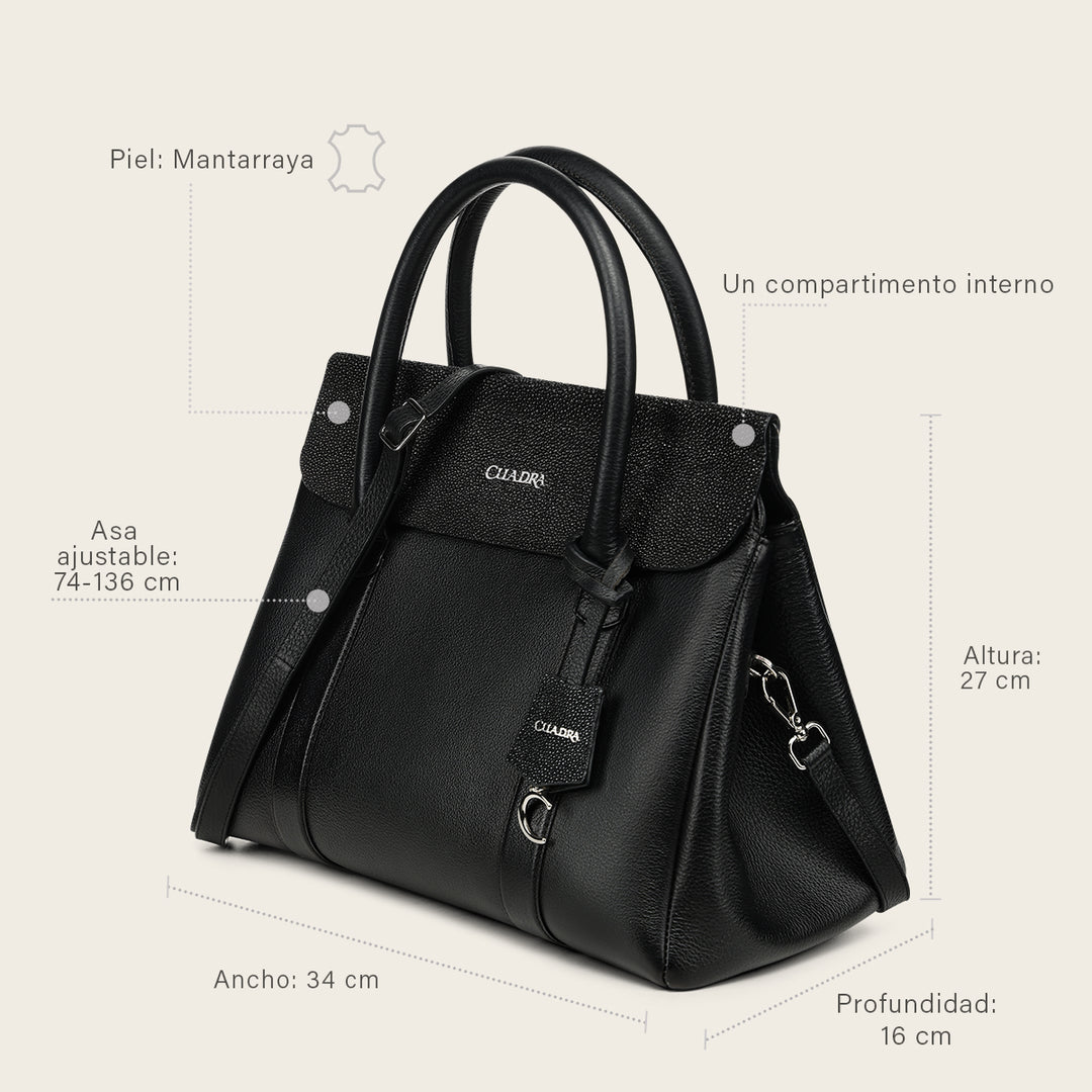 Bolso de mano en piel genuina de mantarraya para dama