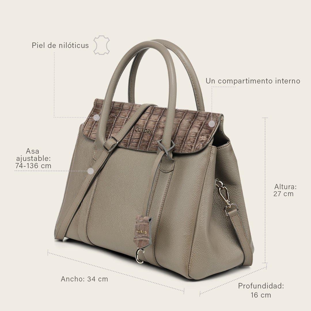 Bolso de mano en piel genuina de niloticus para dama