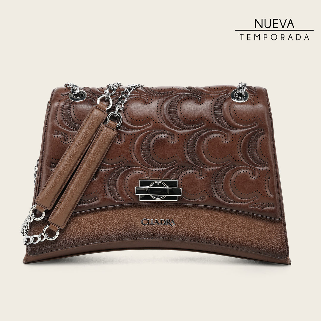 Bolso de hombro en piel genuina de ovino para dama