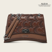 Bolso de hombro en piel genuina de ovino para dama