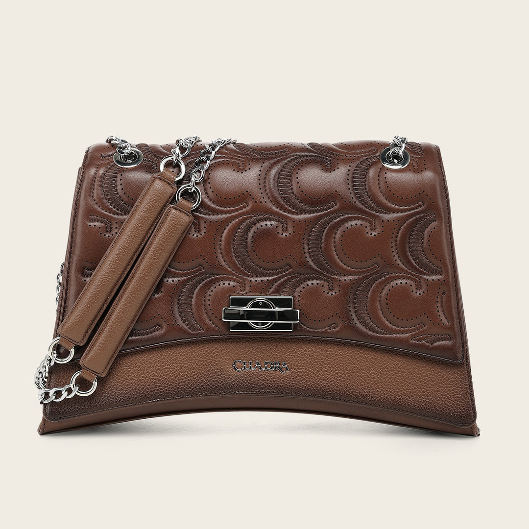 Bolso de hombro en piel genuina de ovino para dama