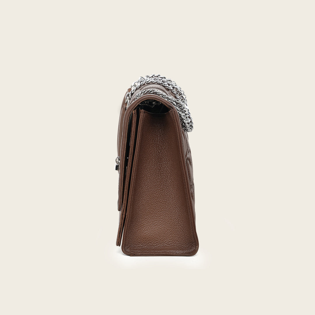 Bolso de hombro en piel genuina de ovino para dama