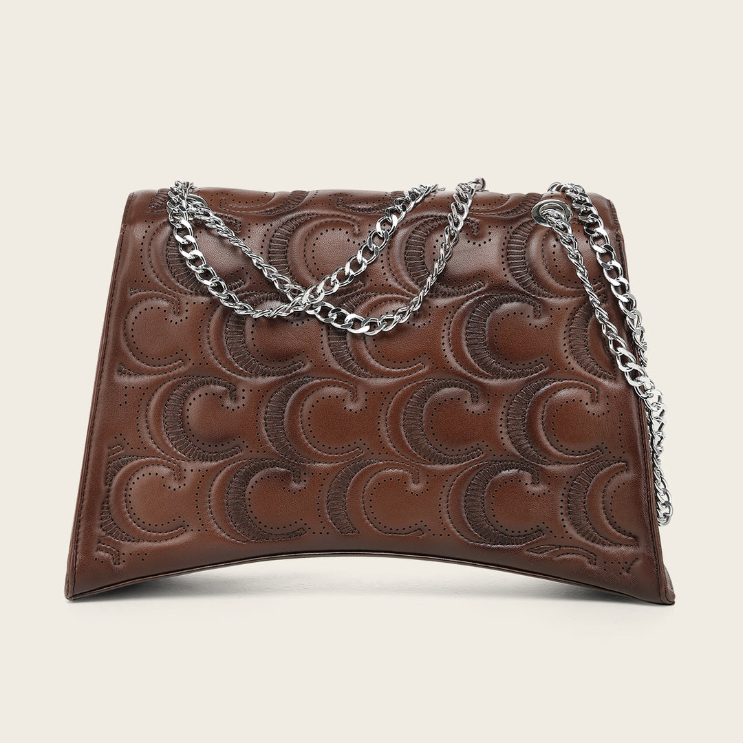 Bolso de hombro en piel genuina de ovino para dama