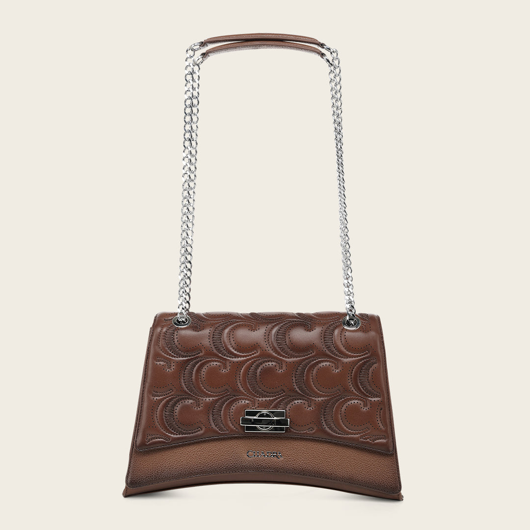 Bolso de hombro en piel genuina de ovino para dama