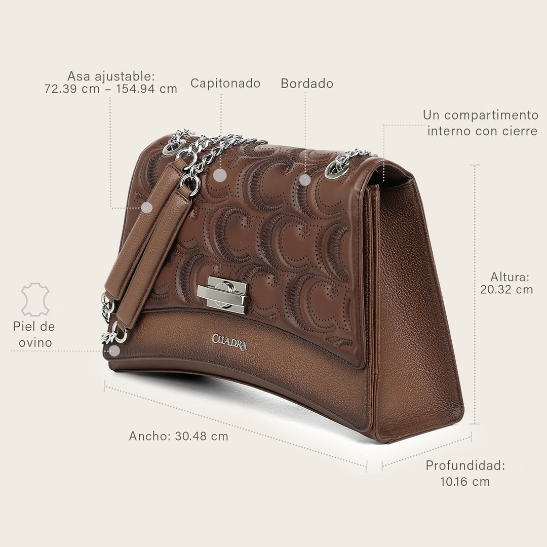 Bolso de hombro en piel genuina de ovino para dama