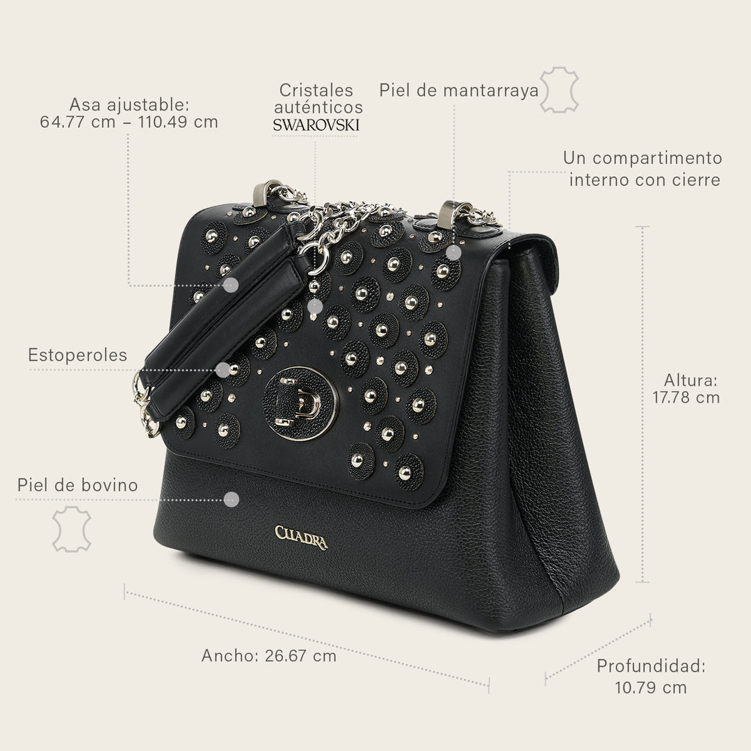 Crossbody en piel genuina de mantarraya para dama