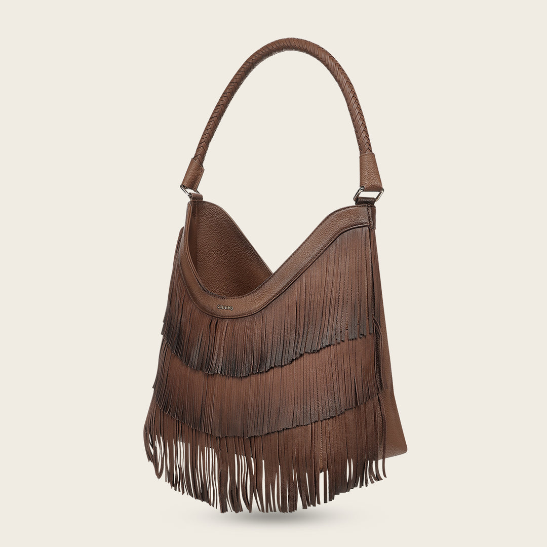 Bolso de hombro para dama en piel genuina de bovino.