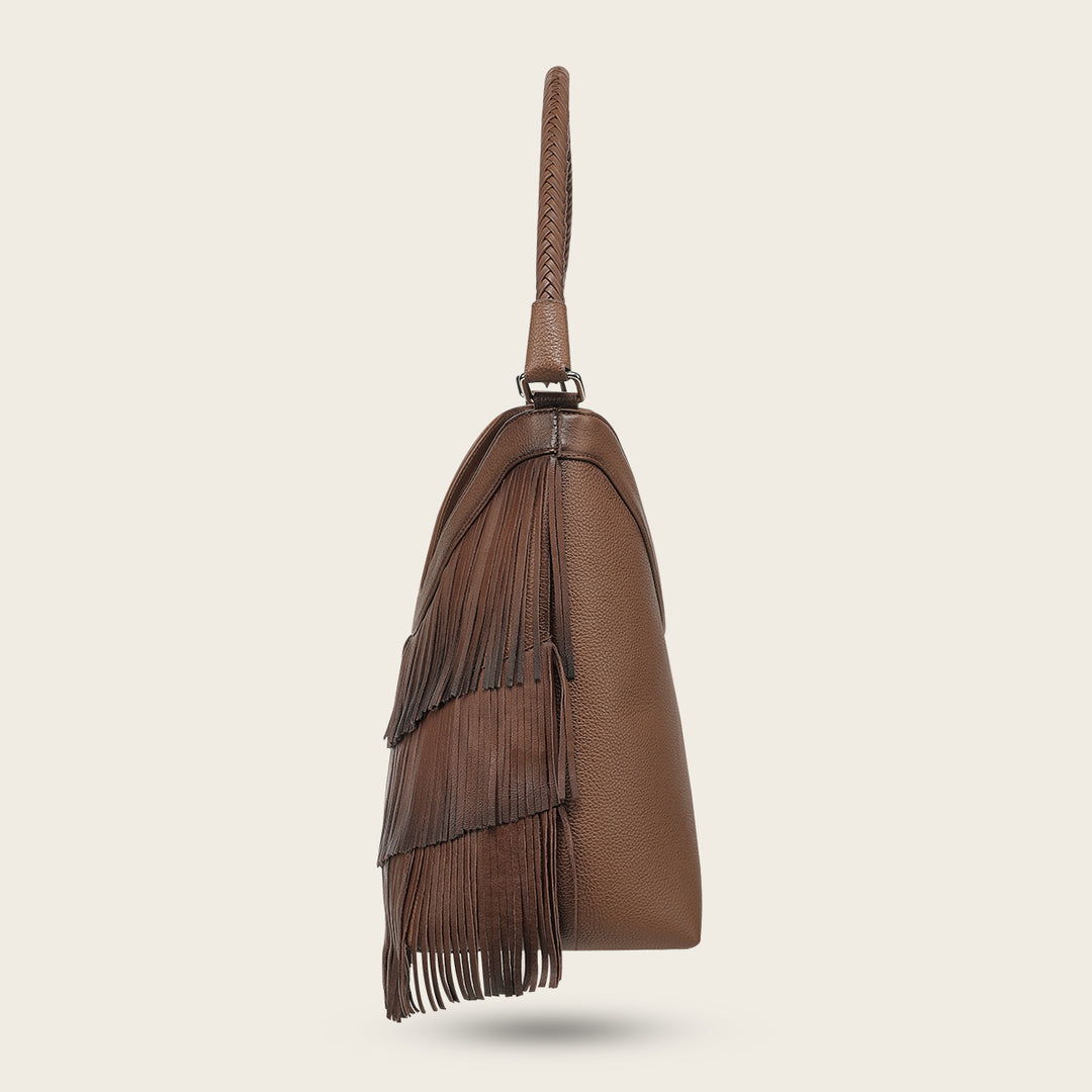 Bolso de hombro para dama en piel genuina de bovino.