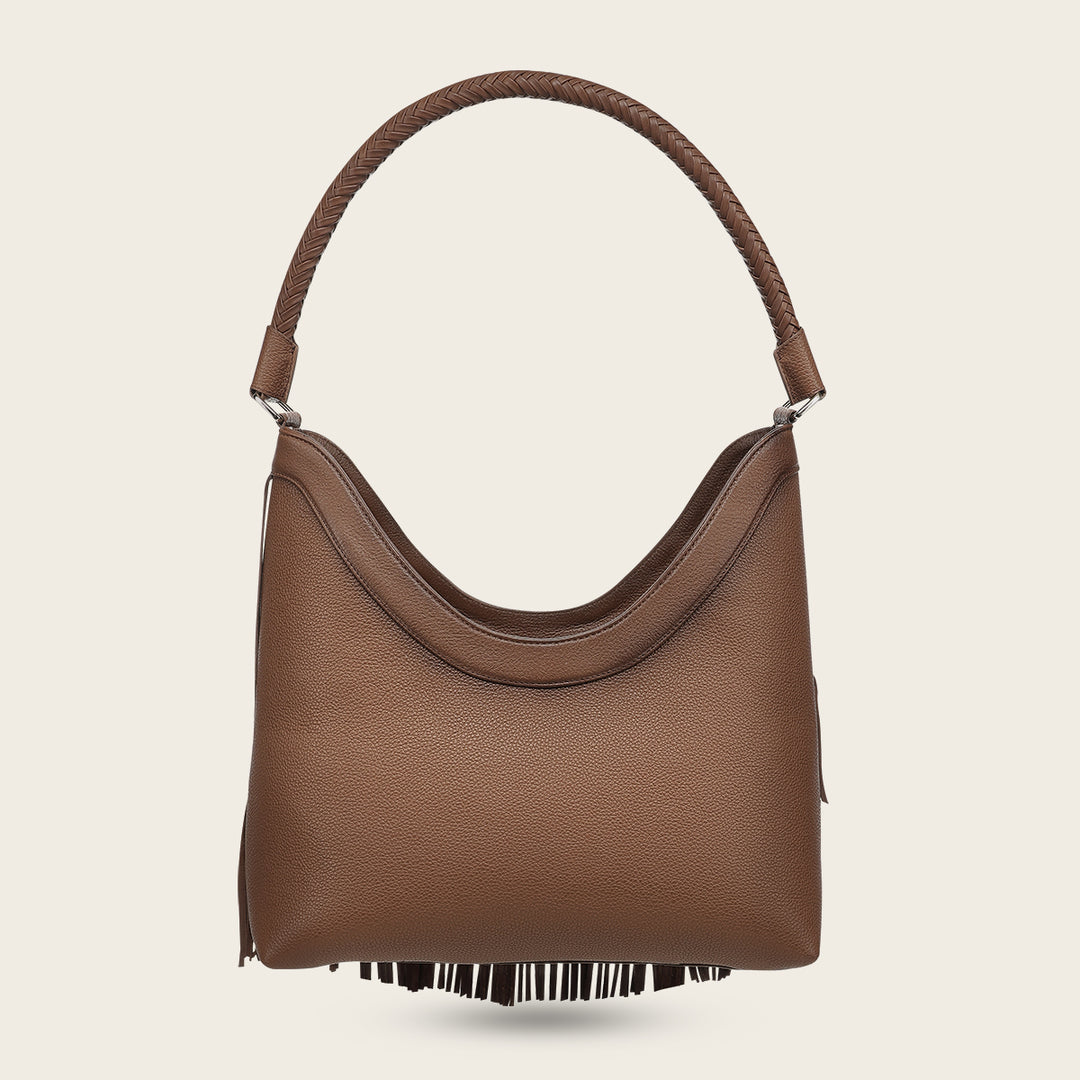 Bolso de hombro para dama en piel genuina de bovino.