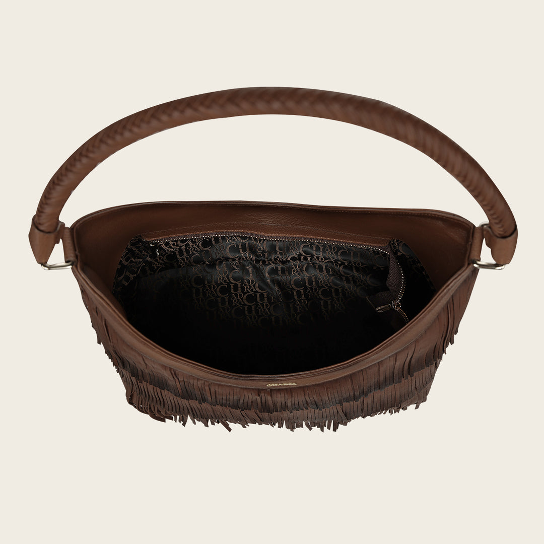 Bolso de hombro para dama en piel genuina de bovino.