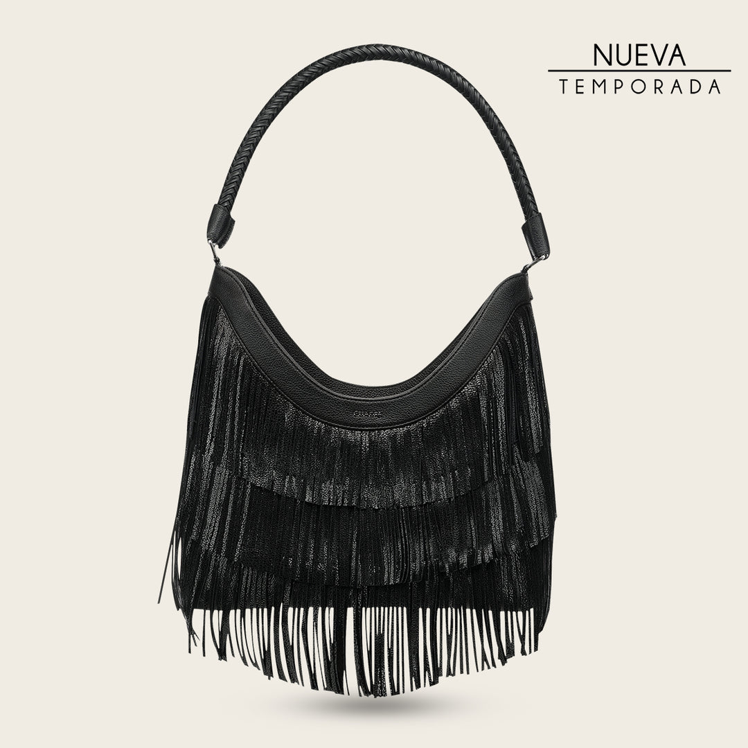 Bolso de hombro para dama en piel genuina de bovino.