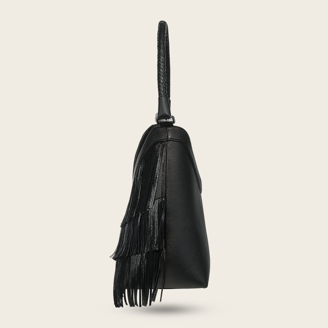 Bolso de hombro para dama en piel genuina de bovino.