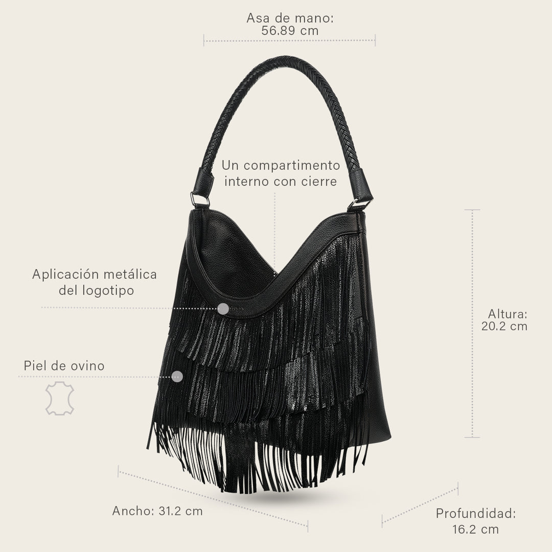 Bolso de hombro para dama en piel genuina de bovino.