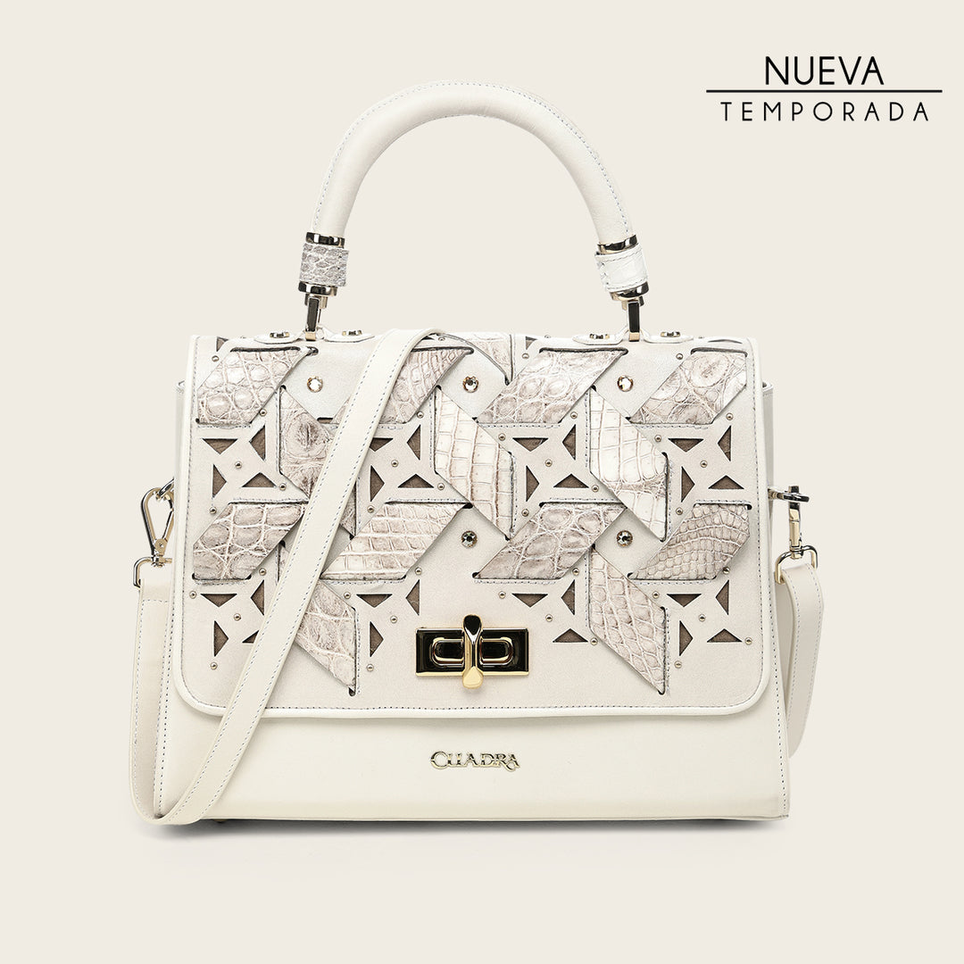 Bolso satchel en piel genuina de niloticus para dama