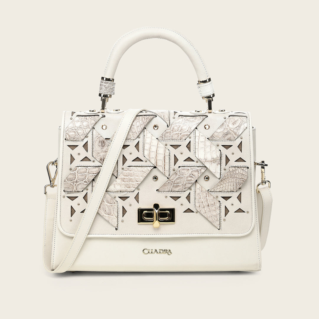 Bolso satchel en piel genuina de niloticus para dama