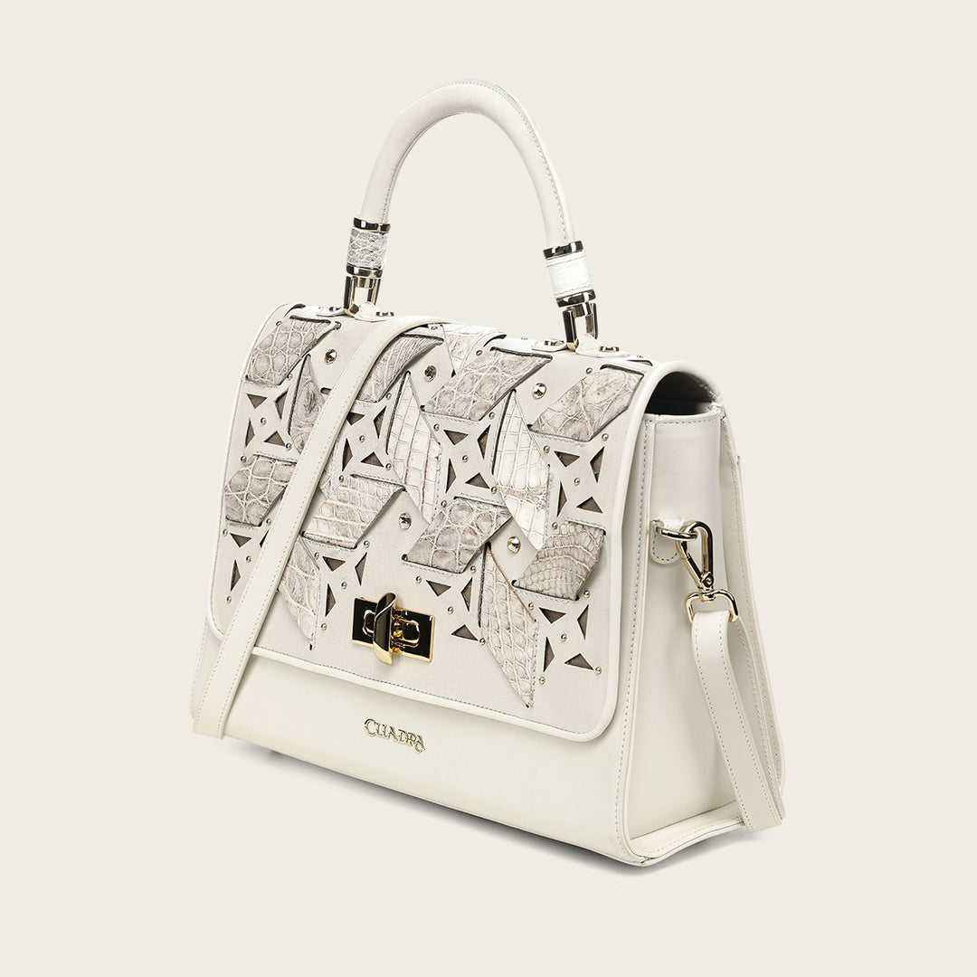 Bolso satchel en piel genuina de niloticus para dama
