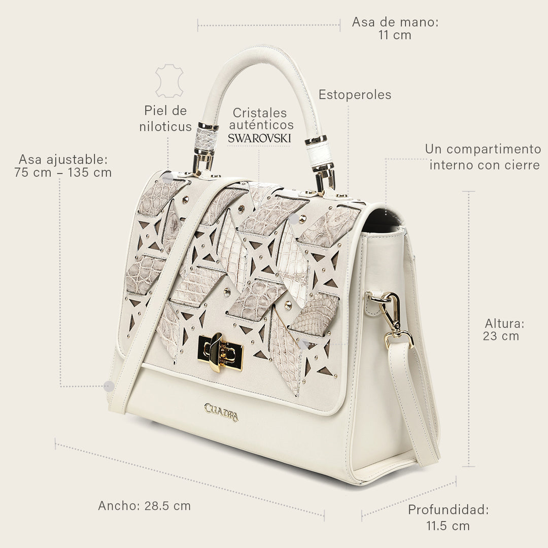 Bolso satchel en piel genuina de niloticus para dama