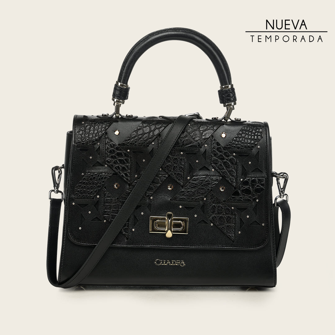 Bolso satchel en piel genuina de niloticus para dama
