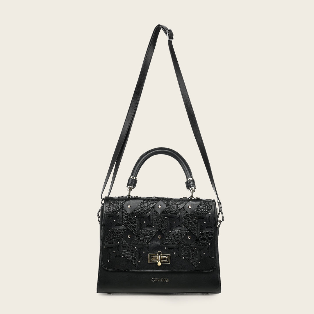 Bolso satchel en piel genuina de niloticus para dama