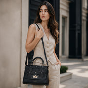 Bolso satchel en piel genuina de niloticus para dama