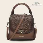Bolso satchel en piel genuina de bovino para dama