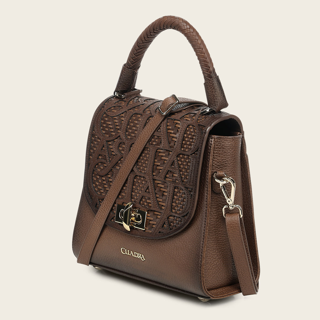 Bolso satchel en piel genuina de bovino para dama