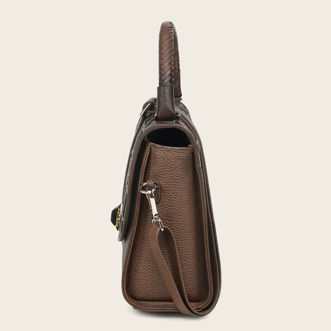 Bolso satchel en piel genuina de bovino para dama